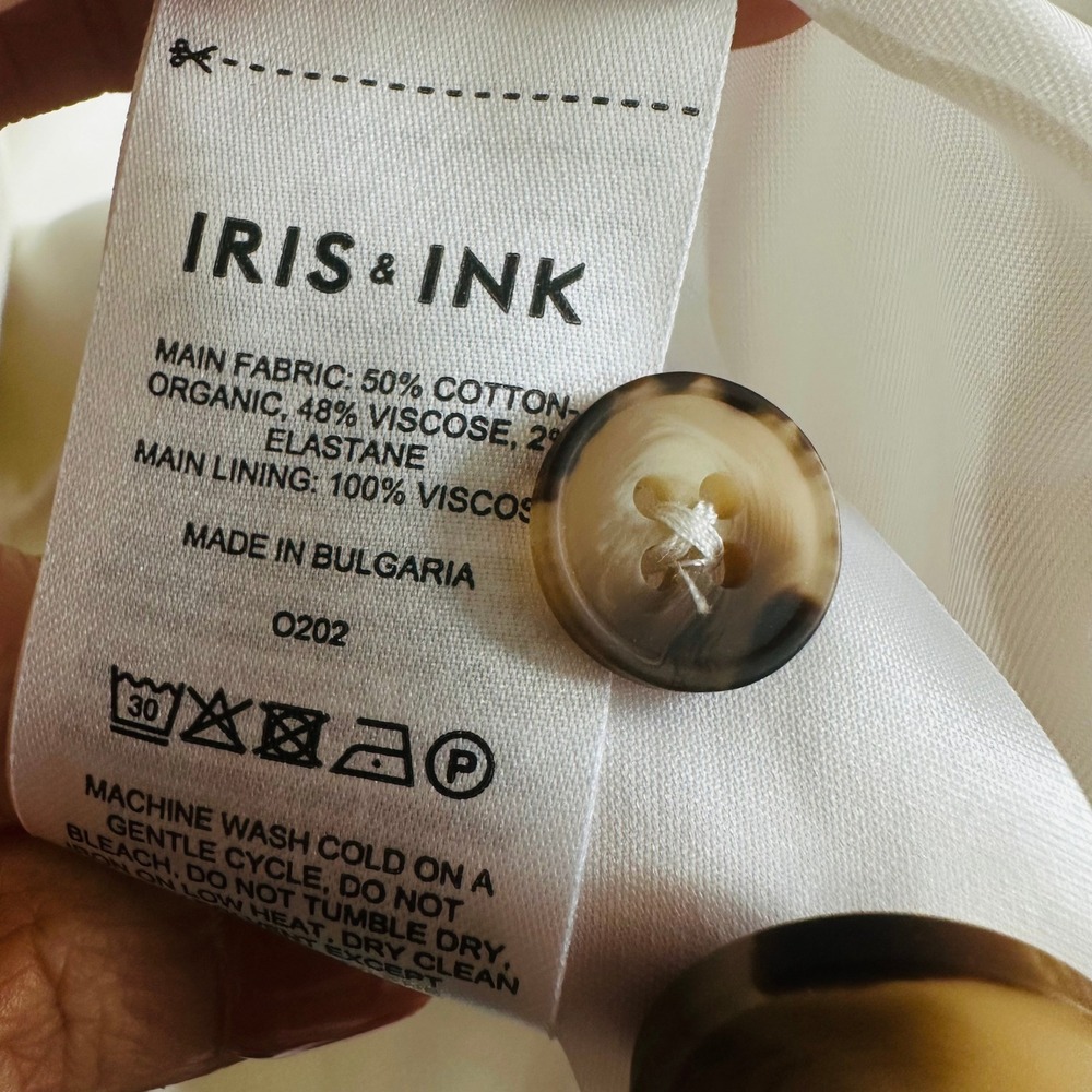NWT IRIS & INK Giselle Double-Breasted Off White Organic Cotton Blazer – 12 - Picture 9 of 11